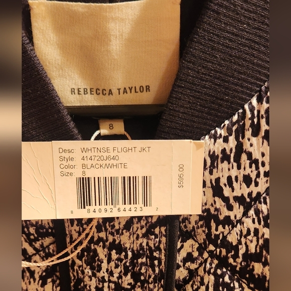 NWT Rebecca Taylor Silk Flight Bomber Jacket- Size 8 - Picture 5 of 7